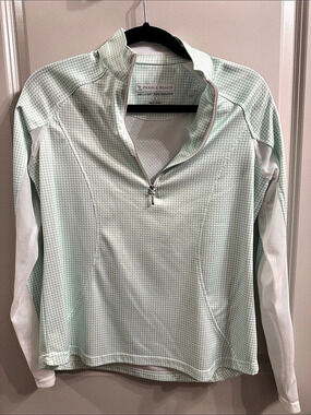 Pebble Beach Dry-Luxe Performance Quarter-Zip Pullover Green & White Small